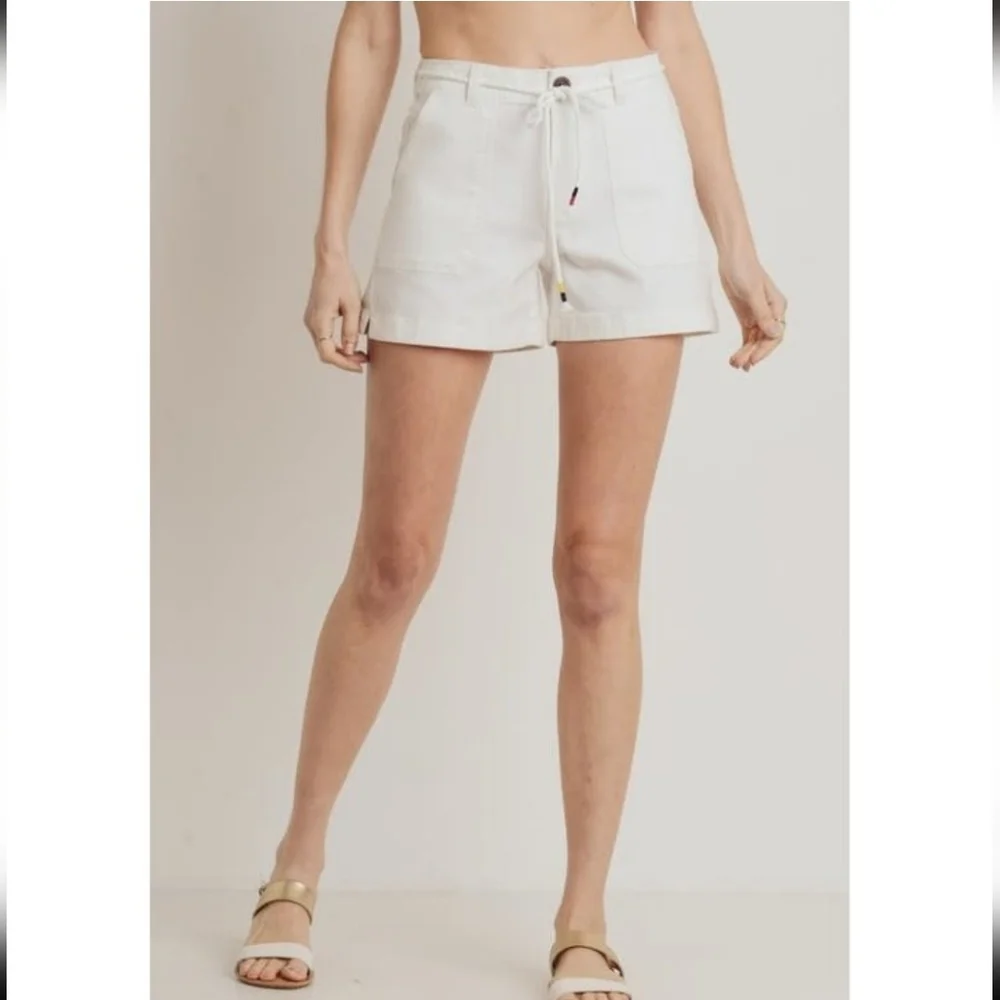 $60 L.T.J Letter to Juliet High Rise Chino Shorts, Small Off White